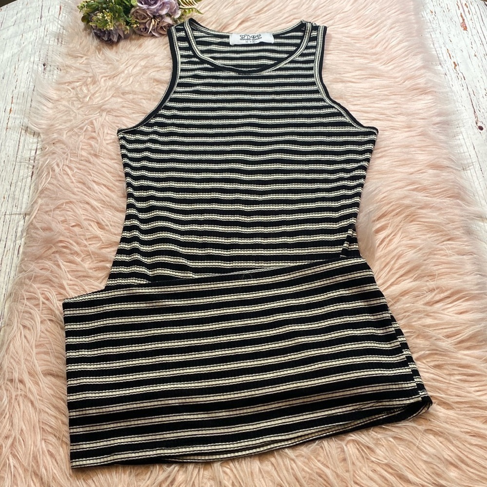 Caruso Caruso Black White Stripe Dress sz M